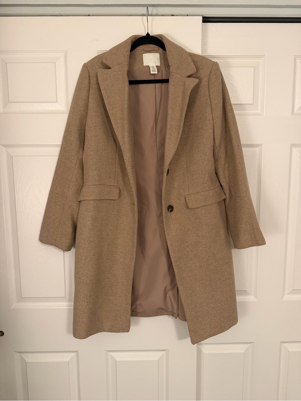 H&M Camel Single-Breasted Pea Coat